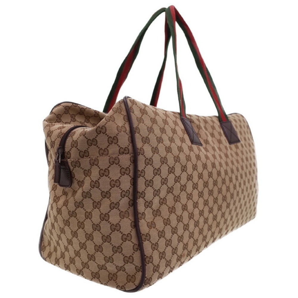 Gucci Bag Canvas Duffle Ebony Beige Carryall GG
